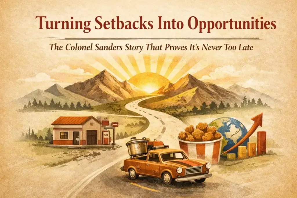 Turning Setbacks Into Opportunities blog feature image with winding road and growth symbols
