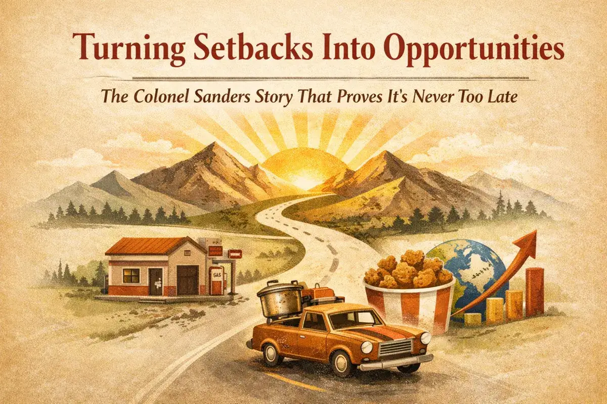 Turning Setbacks Into Opportunities blog feature image with winding road and growth symbols