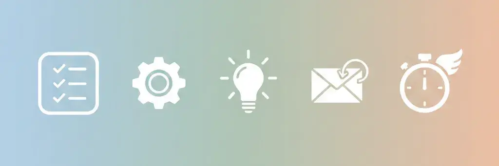 Quick start guide icons representing AWeber for Network Marketing setup and email automation