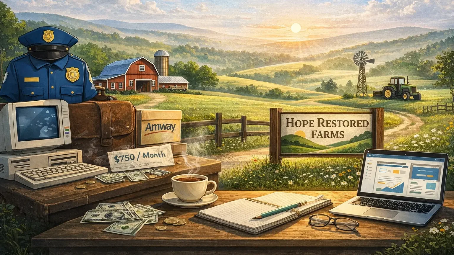 From law enforcement to online business success stories leading to a peaceful farm landscape