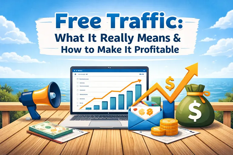 Free traffic feature image showing profitable online traffic growth