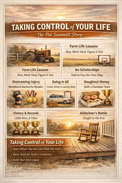 Taking control of your life infographic showing discipline, growth, and success journey